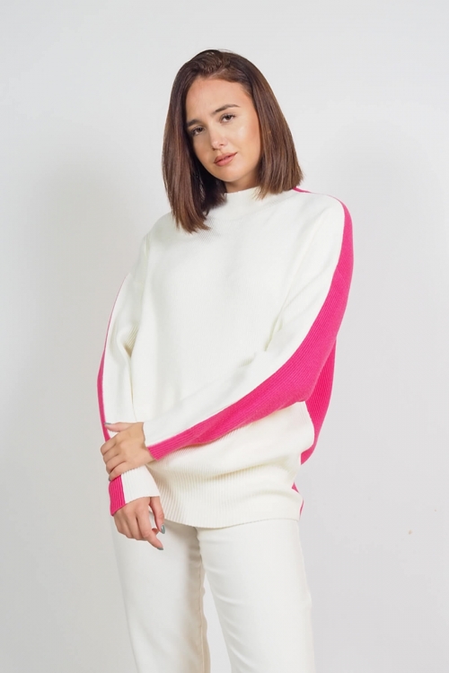 Greta two-tone soft knit turtleneck sweater