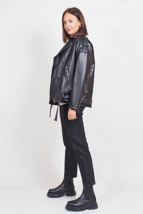 Sadie eco leather jacket με τσέπη & αγκράφα