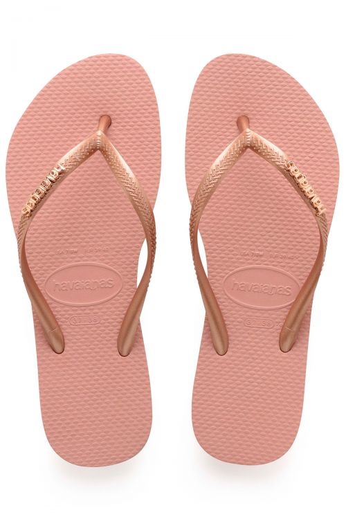 Havaianas Slim Logo Metallic - Rose Nude/Rose Gold