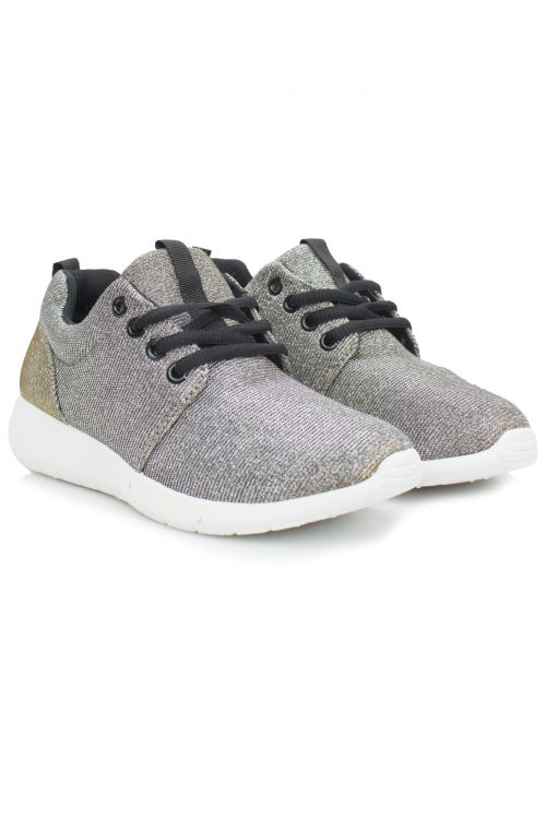 SPORTY HOLOGRAPHIC TRAINERS - Sand Grey/Light Golden