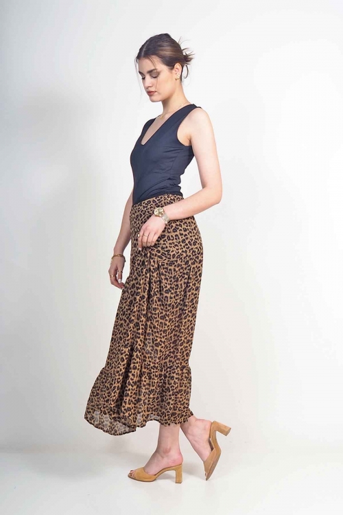 Animal print long skirt