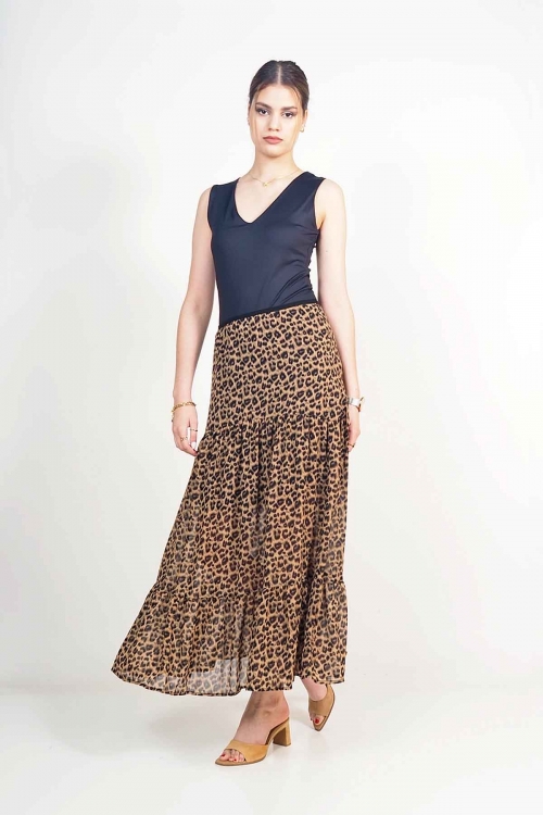 Animal print long skirt