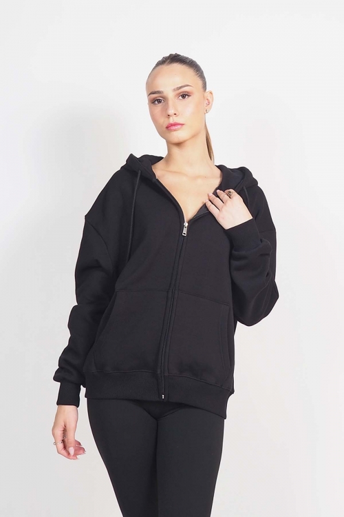 Athletic cardigan with zipper and hoodie