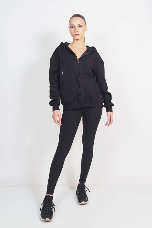 Athletic cardigan with zipper and hoodie