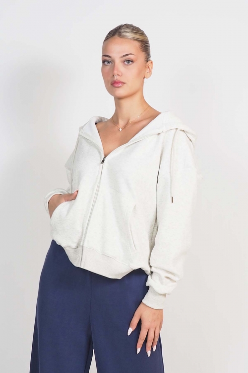 Athletic cardigan with zipper and hoodie