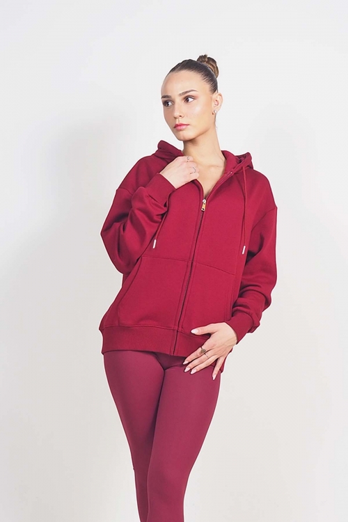 Athletic cardigan with zipper and hoodie