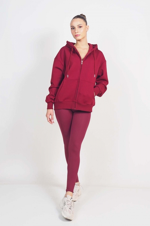 Athletic cardigan with zipper and hoodie