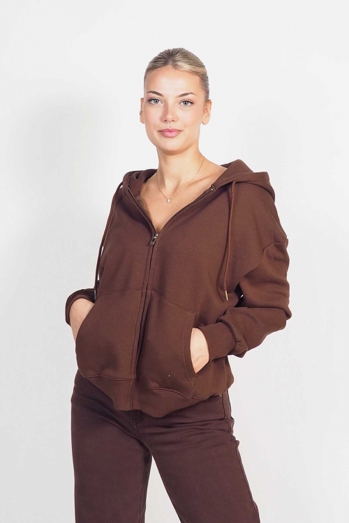 Athletic cardigan with zipper and hoodie