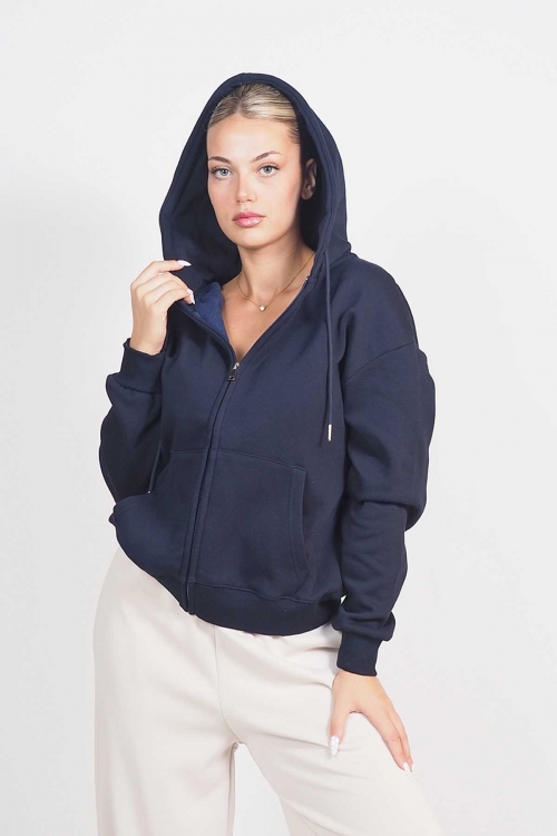 Athletic cardigan with zipper and hoodie