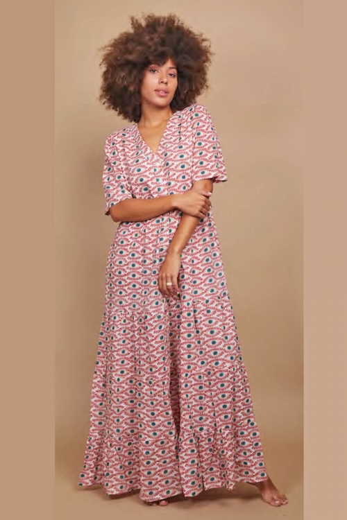 Ayoune long dress with buttons Louise