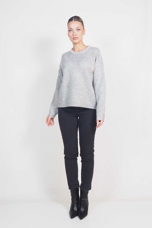 Beaded roundcut soft sweater Dione