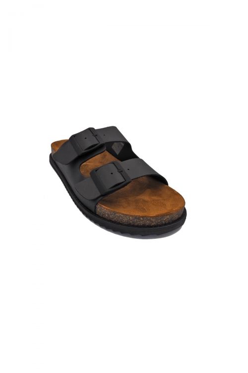 Ateneo Men classic leather sandals - Μαύρο