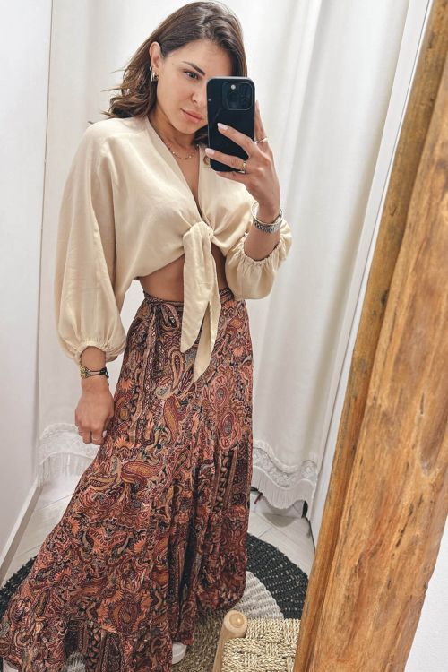 Silky maxi wrapover skirt
