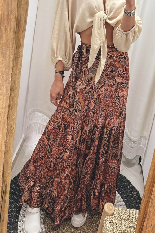 Silky maxi wrapover skirt