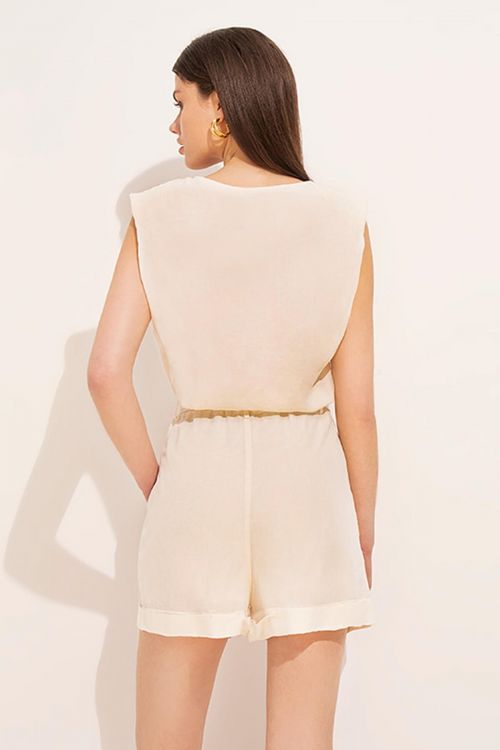 Aspasia top with shoulder pads - Εκρού