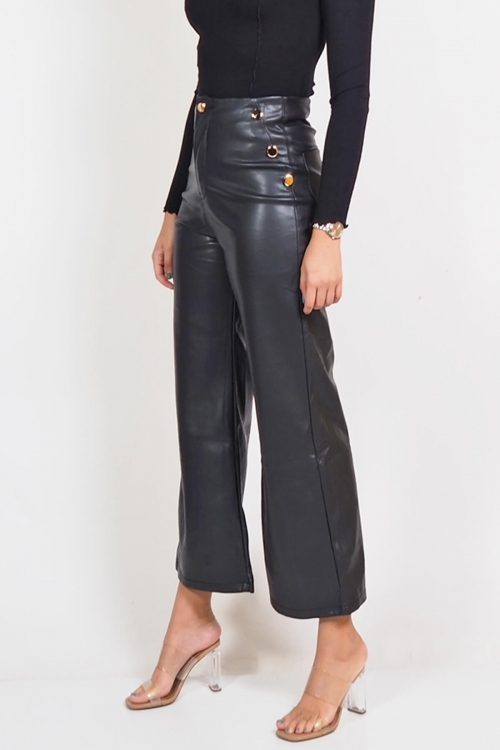 Eco leather παντελόνι με χρυσά κουμπιά Elodie