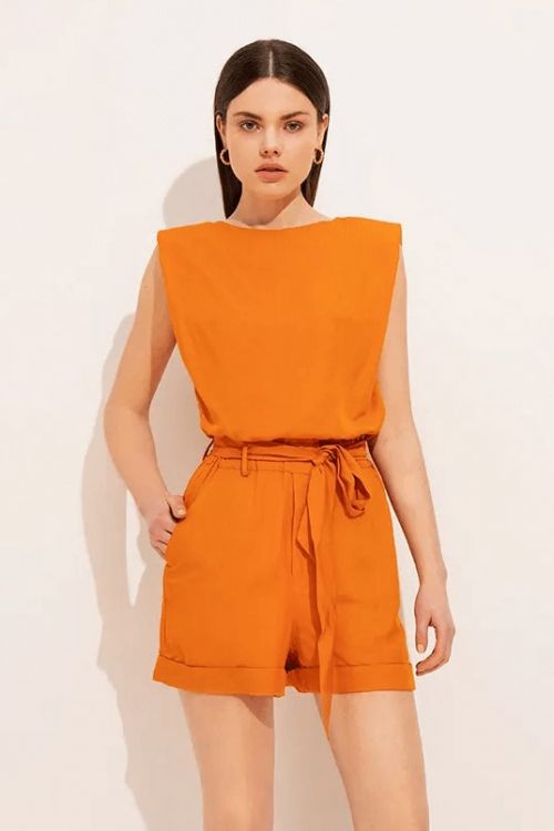 Aspasia top with shoulder pads - Πορτοκαλί