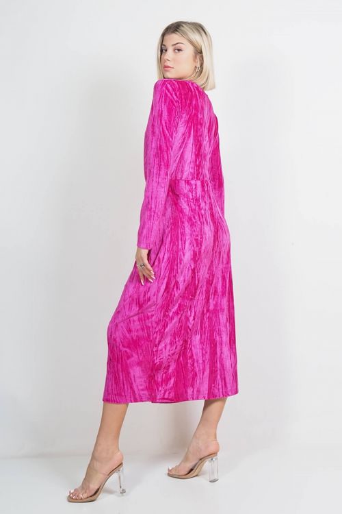 Φόρεμα velour με σχέδιο Millie - Φούξια