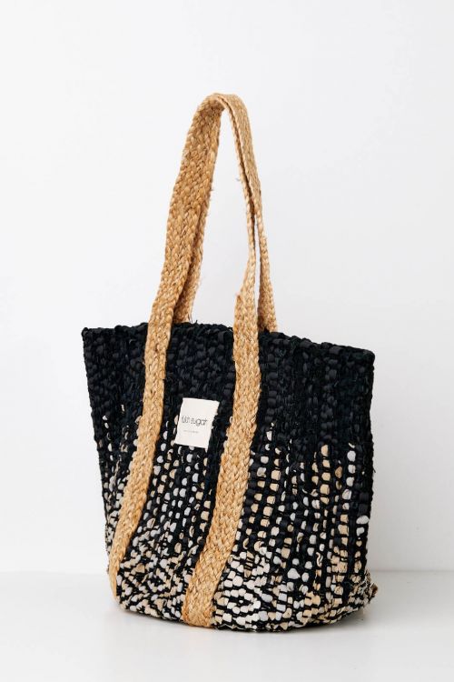 Τσάντα από συνδυασμό υφασμάτων Ulu - Μαύρο