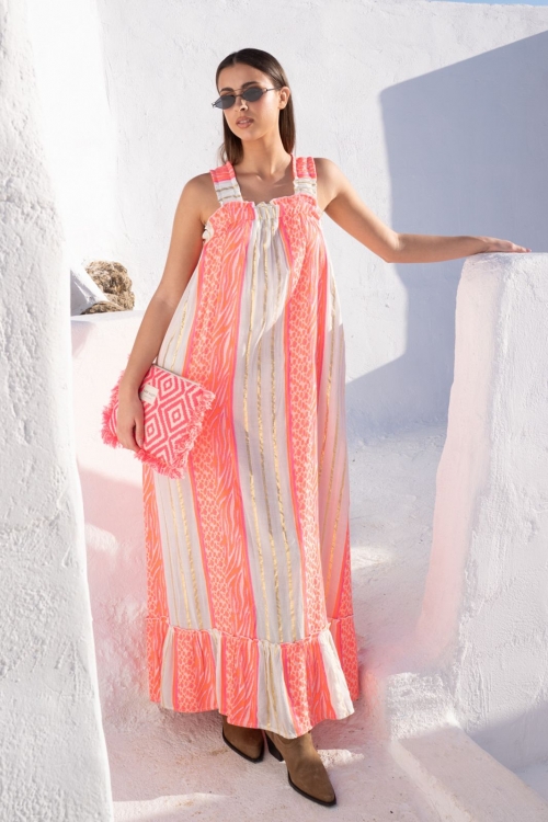 Maxi dress with wide elastic straps