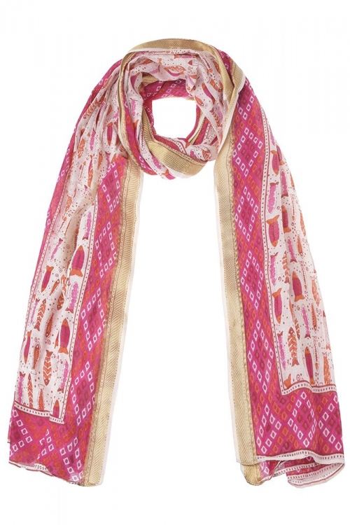 Φουλάρι/παρεό με κόκκινα/φουξ ψάρια