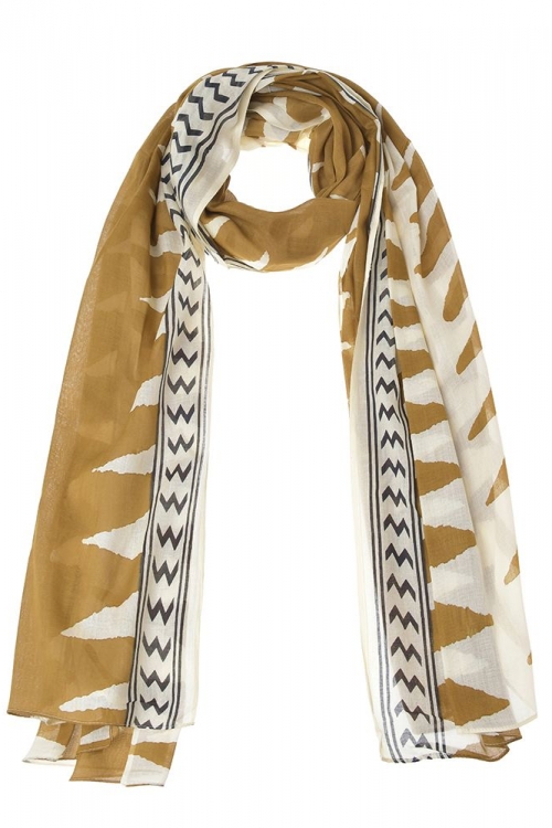 Scarf/Pareo with mustard patterns