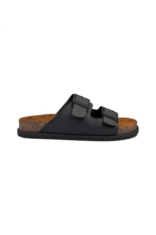Ateneo Men classic leather sandals - Μαύρο