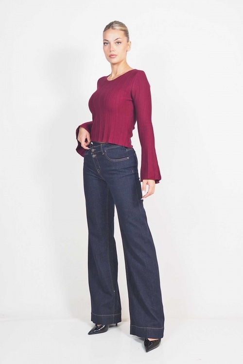 High waisted 2 buttoned wide leg jeans Ave