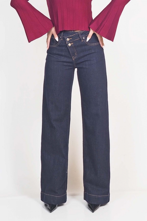 High waisted 2 buttoned wide leg jeans Ave
