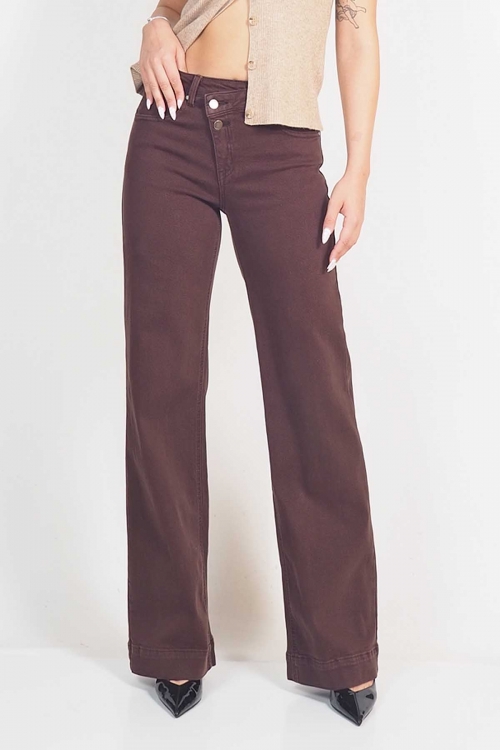 High waisted 2 buttoned wide leg jeans Louise