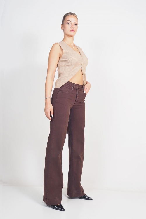 High waisted 2 buttoned wide leg jeans Louise