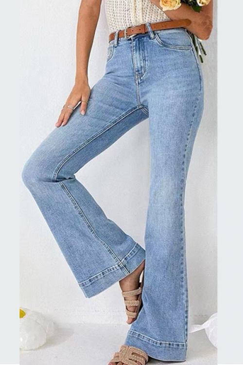 High waisted flared jeans with belt Camila