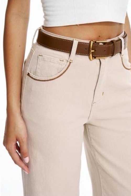High waisted wide leg jeans with belt