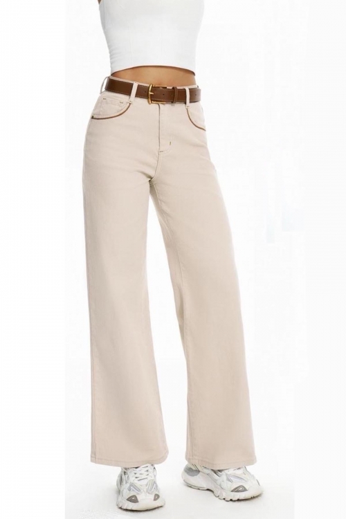 High waisted wide leg jeans with belt