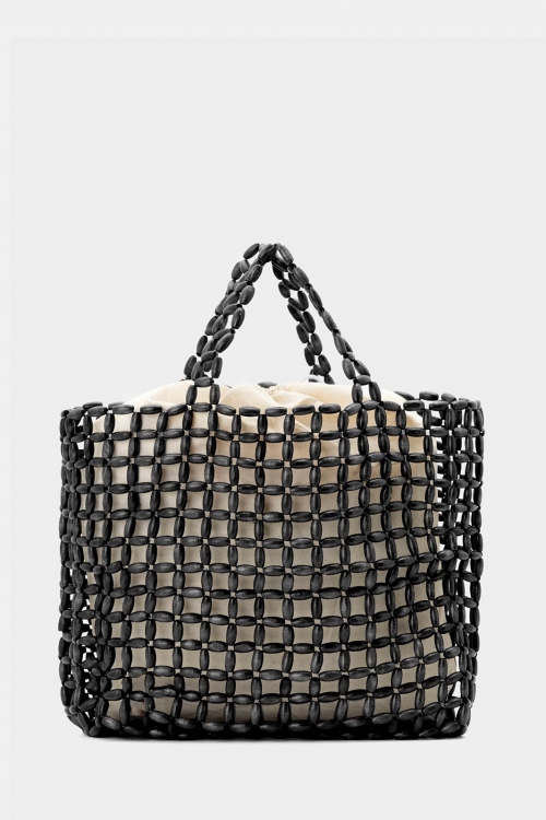 Bag with wooden beads