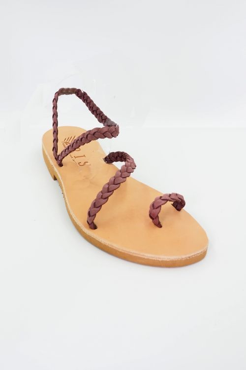 Handmade greek leather sandals Alkistis - Μωβ