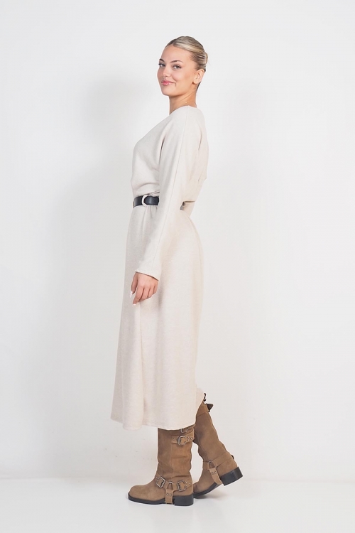 Knit longsleeved dress with belt Iris