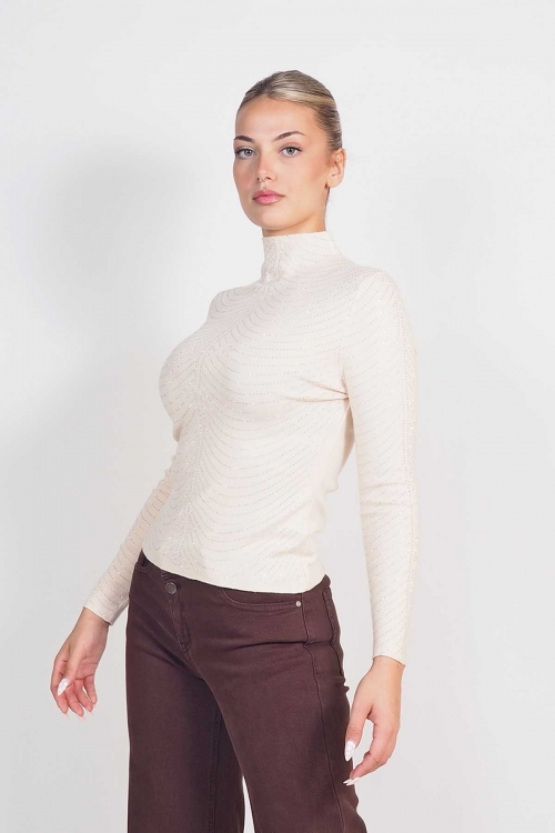 Knit turtleneck top with sparkles Freya