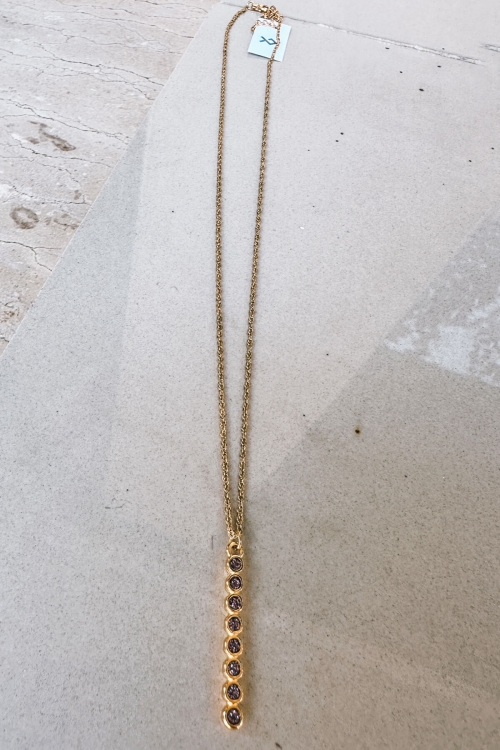 Gold-plated steel chain necklace with rod