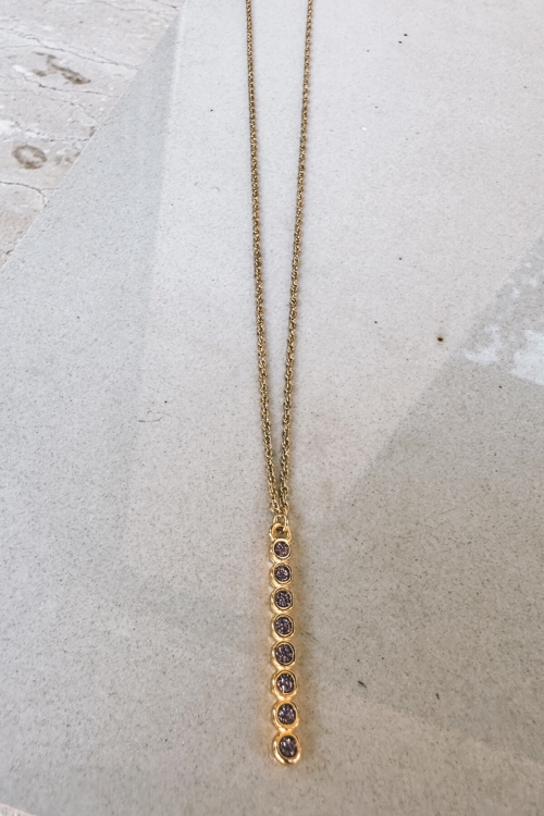 Gold-plated steel chain necklace with rod