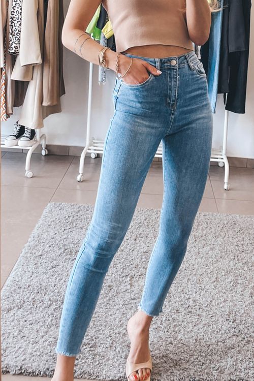 High waisted elastic Jeans Karmen - Μπλε