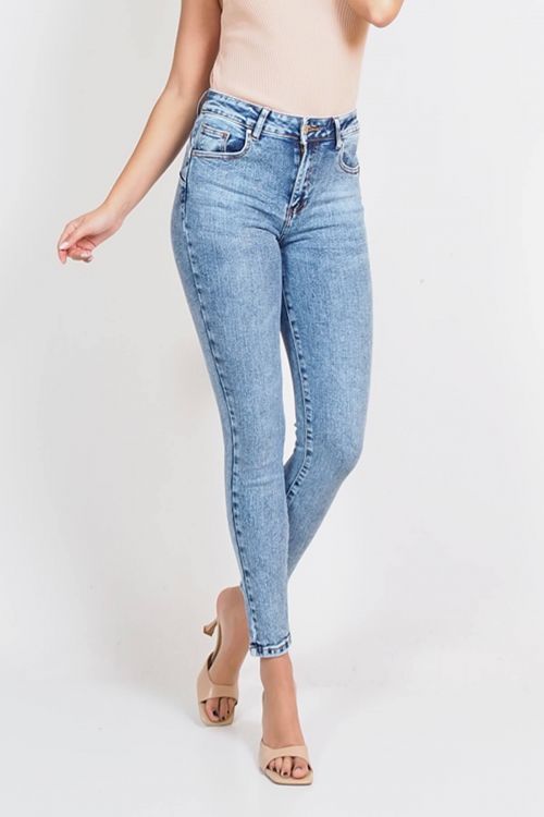 Gabie mid waist skinny push up jeans - Μπλε