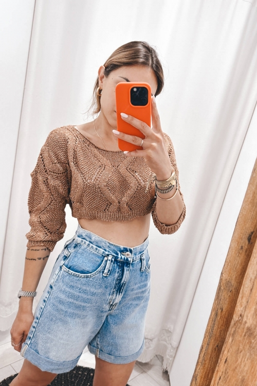 Lurex knit crop top Vilma