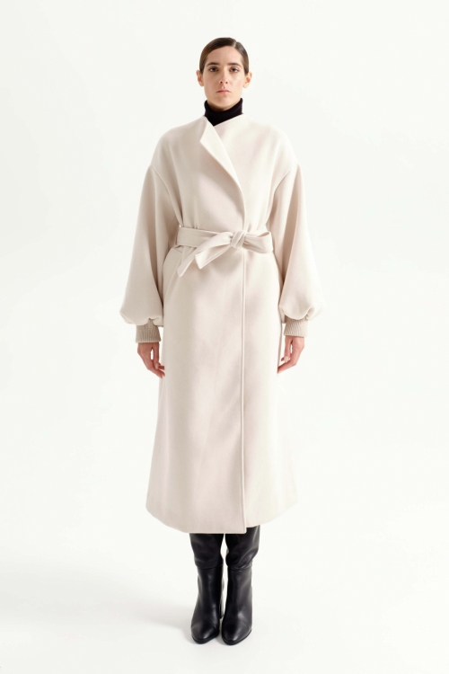 Μακρύ παλτό Bianca με ζώνη & τσέπες