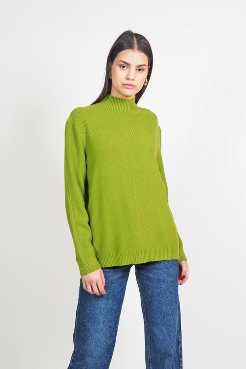 Soft knit turtleneck with embossed geometric pattern Thea