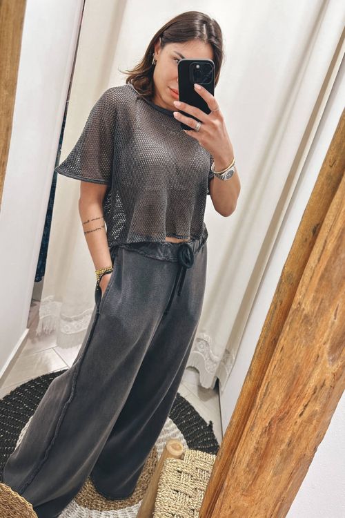 Low waisted bell pants Mia - Graphite