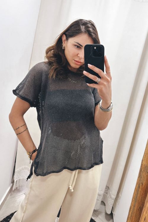 Διάτρητο t-shirt Dipen - Graphite