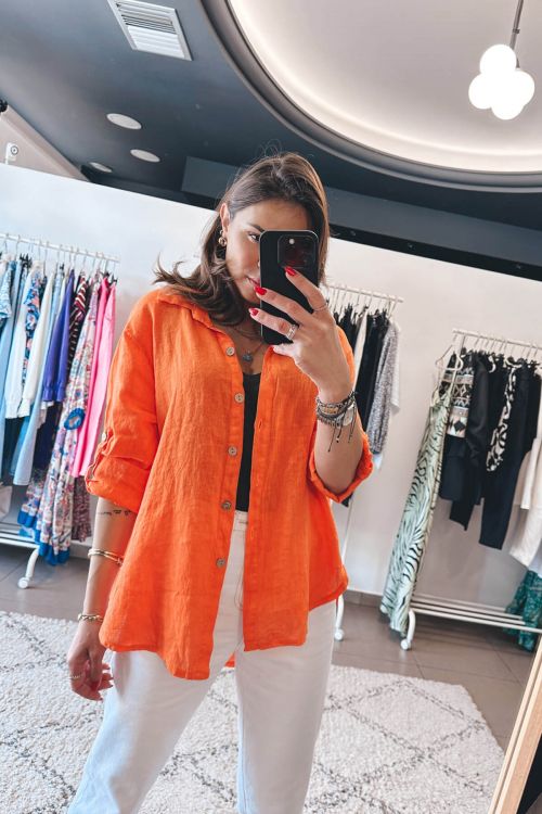 Λινό πουκάμισο Vienna - Πορτοκαλί