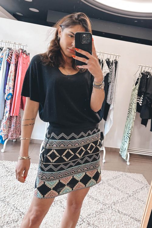 Moutaki embroidered skirt - Μαύρο