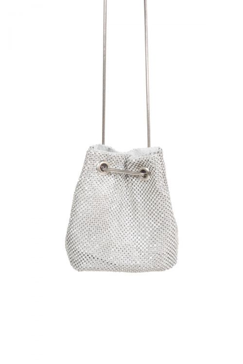 Τσάντα πουγκί με αλυσίδα sparkle - Ασημί